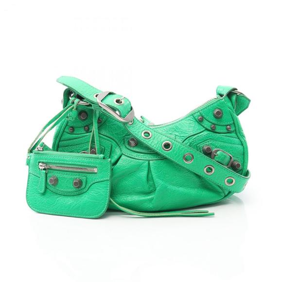 BALENCIAGA Green Leather Shoulder Bag - Picture 1 of 8